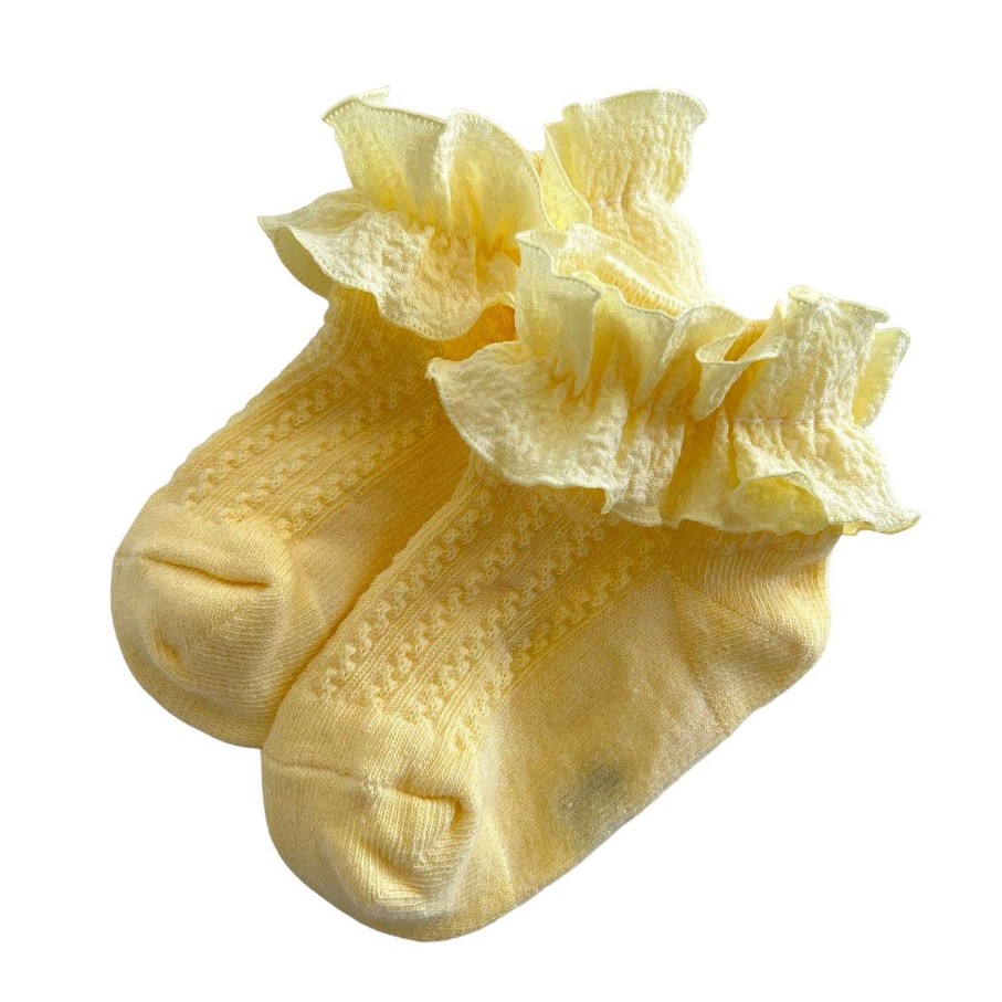 Accessories Sold by SpearmintLOVE | Scrunchie Ruffle Socks, Yellow