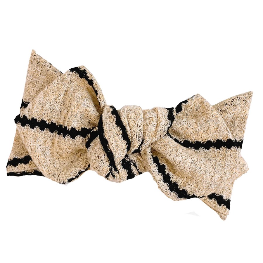 Girl Eyee Kids | Top Knot Headband, Waffle Black Stripe