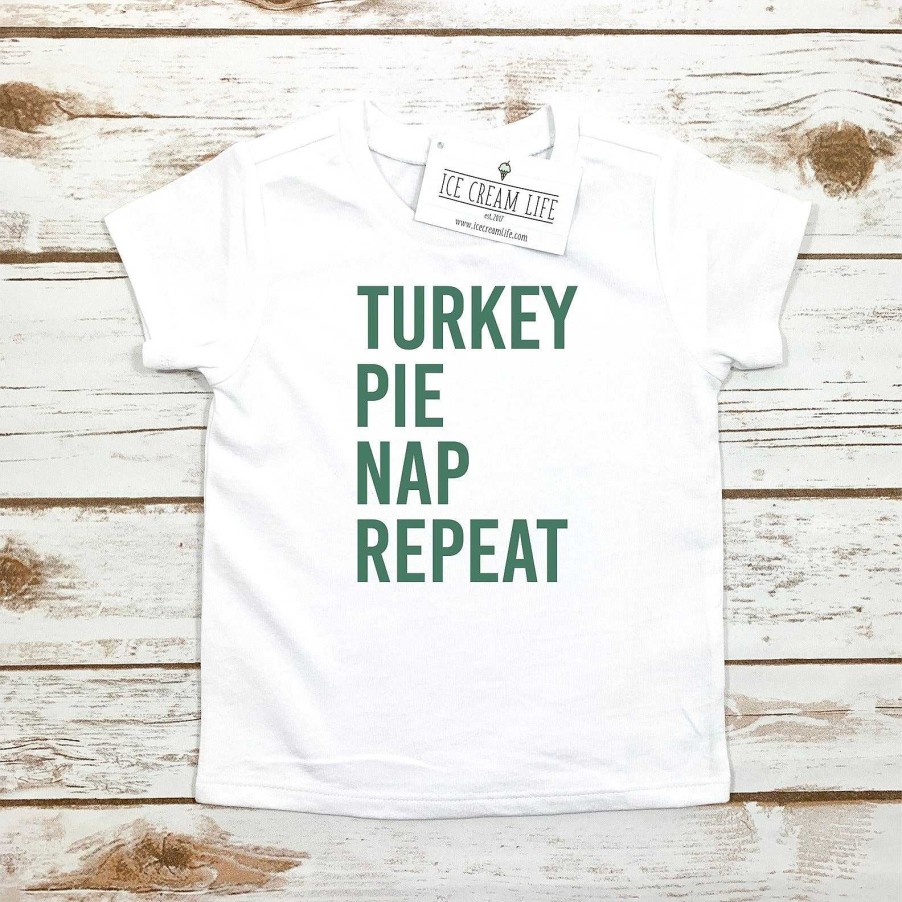 Boy Ice Cream Life | Turkey Pie Nap Repeat Kid'S Graphic Tee, White