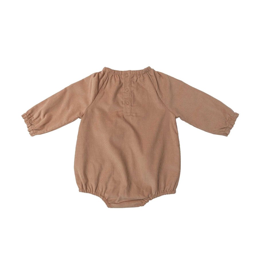 Girl Angel Dear | Cotton Raglan Bubble Romper, Camel