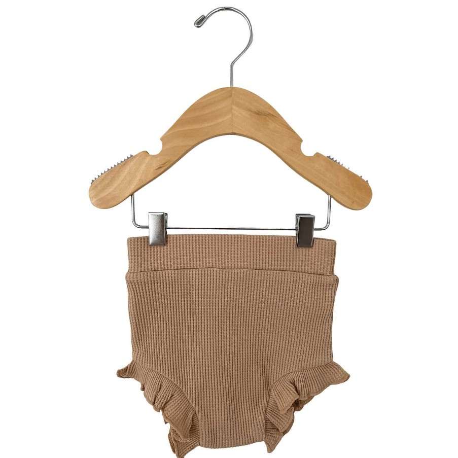 Girl SpearmintLOVE | Organic Waffle Ruffle Bloomer, Tan