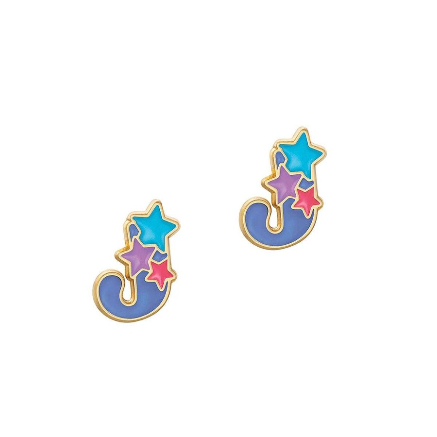 Baby Stuff Girl Nation Dress Up | Cutie Initial Stud Earrings, "J"