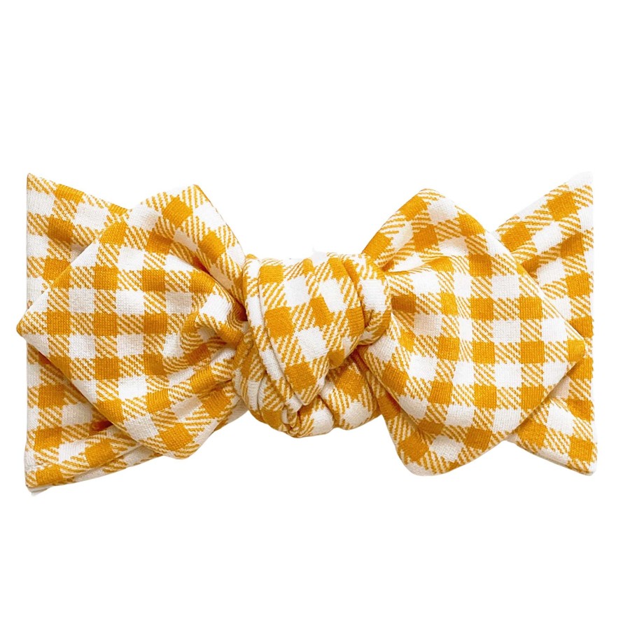 Girl Eyee Kids | Top Knot Headband, Mustard Gingham