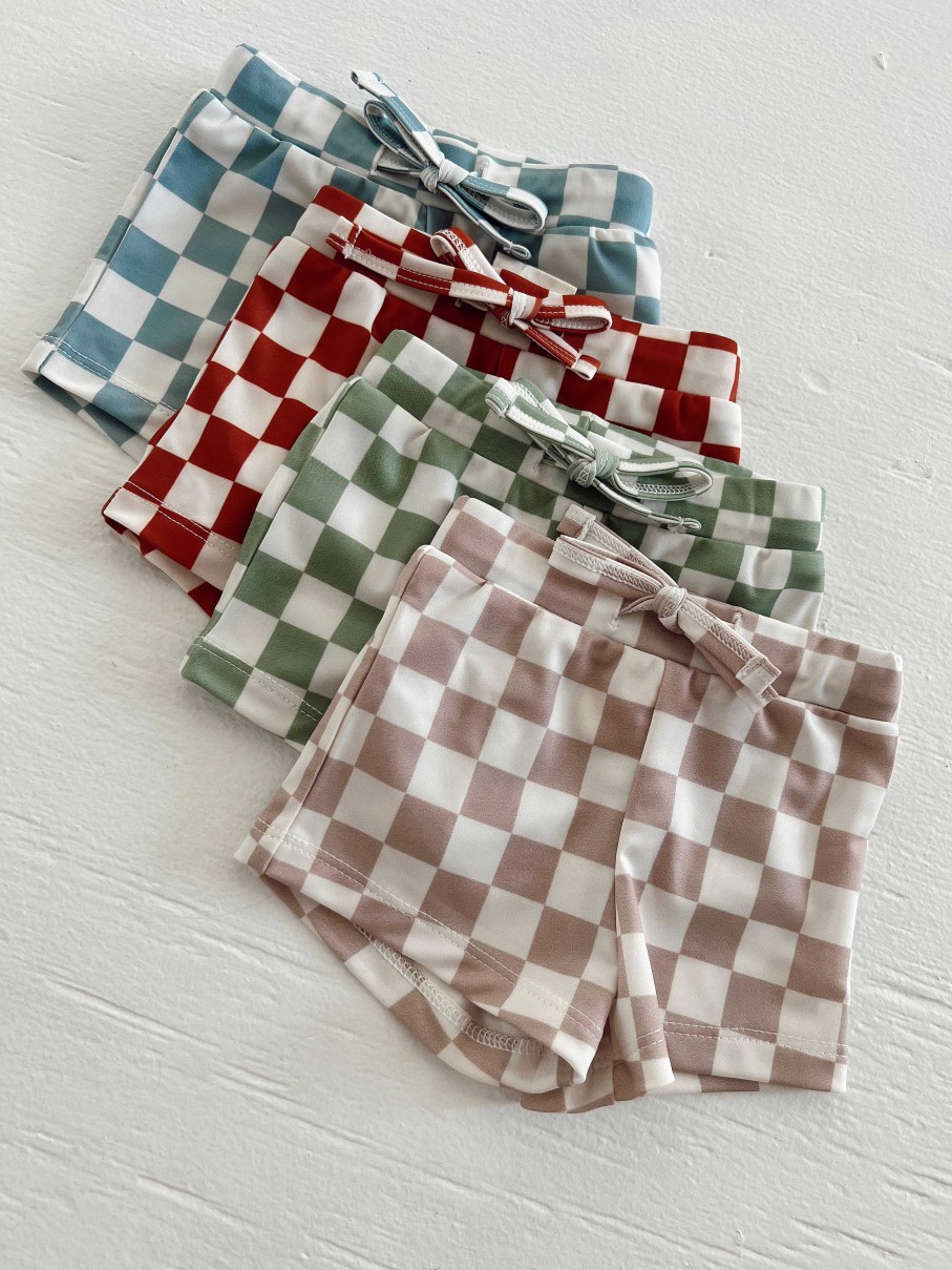 Boy SIIX Collection | Tiramisu Checkerboard / Riviera Swim Short / Upf 50+