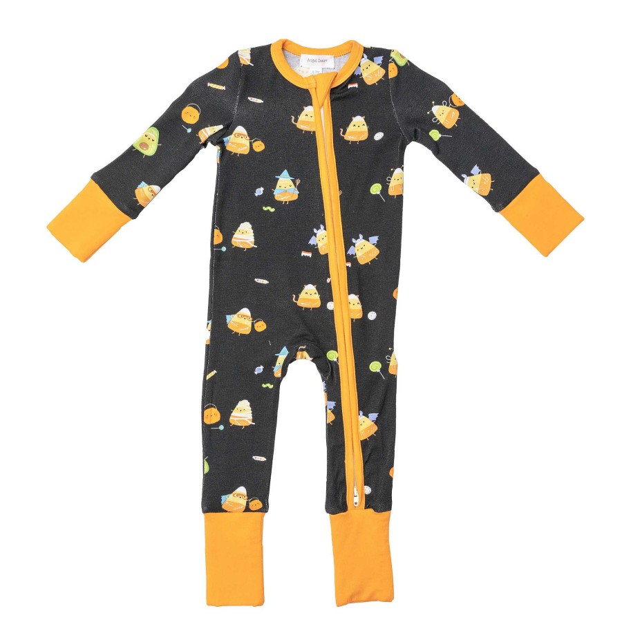 Boy Angel Dear | 2 Way Zip Romper, Candy Corn