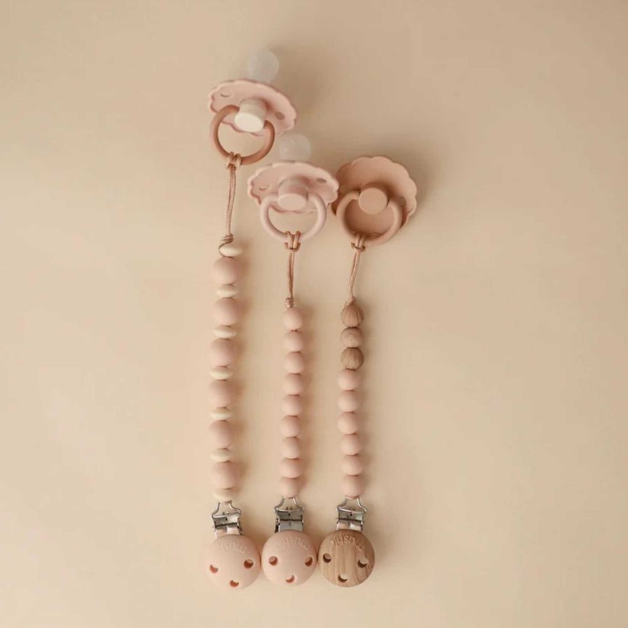 Baby Stuff mushie Pacifier Clips | Eva Silicone Pacifier Clip, Blush