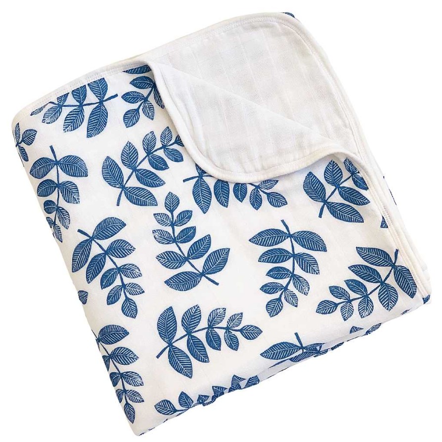 Baby Stuff SpearmintLOVE | Reversible Muslin Quilt, Indigo Fern