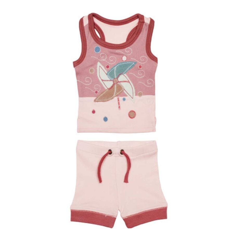 Girl L'ovedbaby | Applique Tank & Bike Short Set, Pinwheel