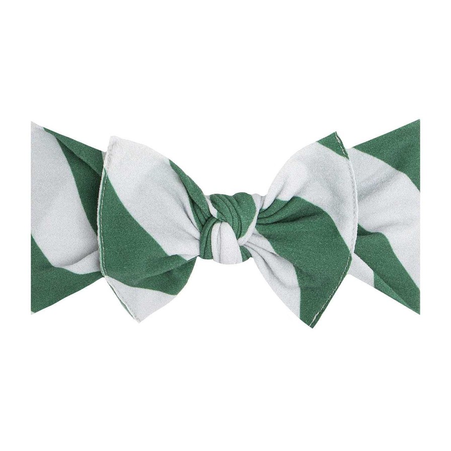 Girl Baby Bling Bows | Knot Bow, Green/Silver