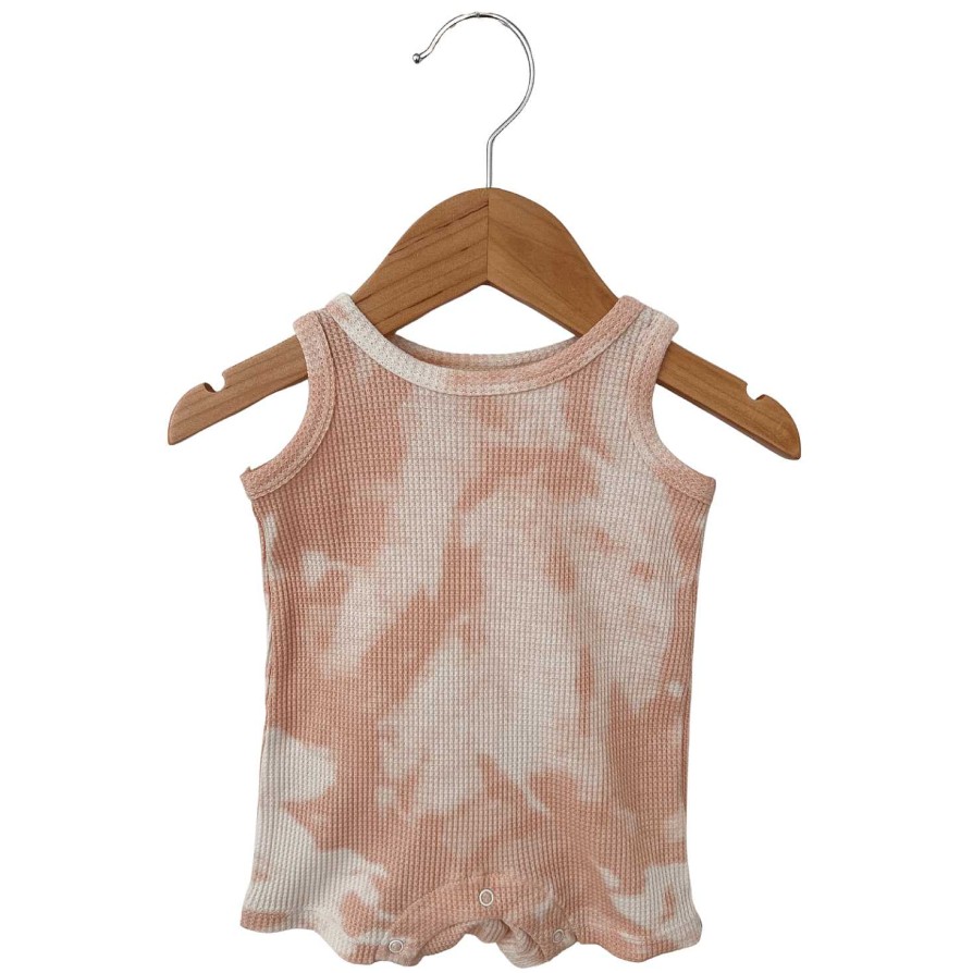 Boy SpearmintLOVE | Organic Waffle Shortie Romper, Pink Lemonade Tie Dye