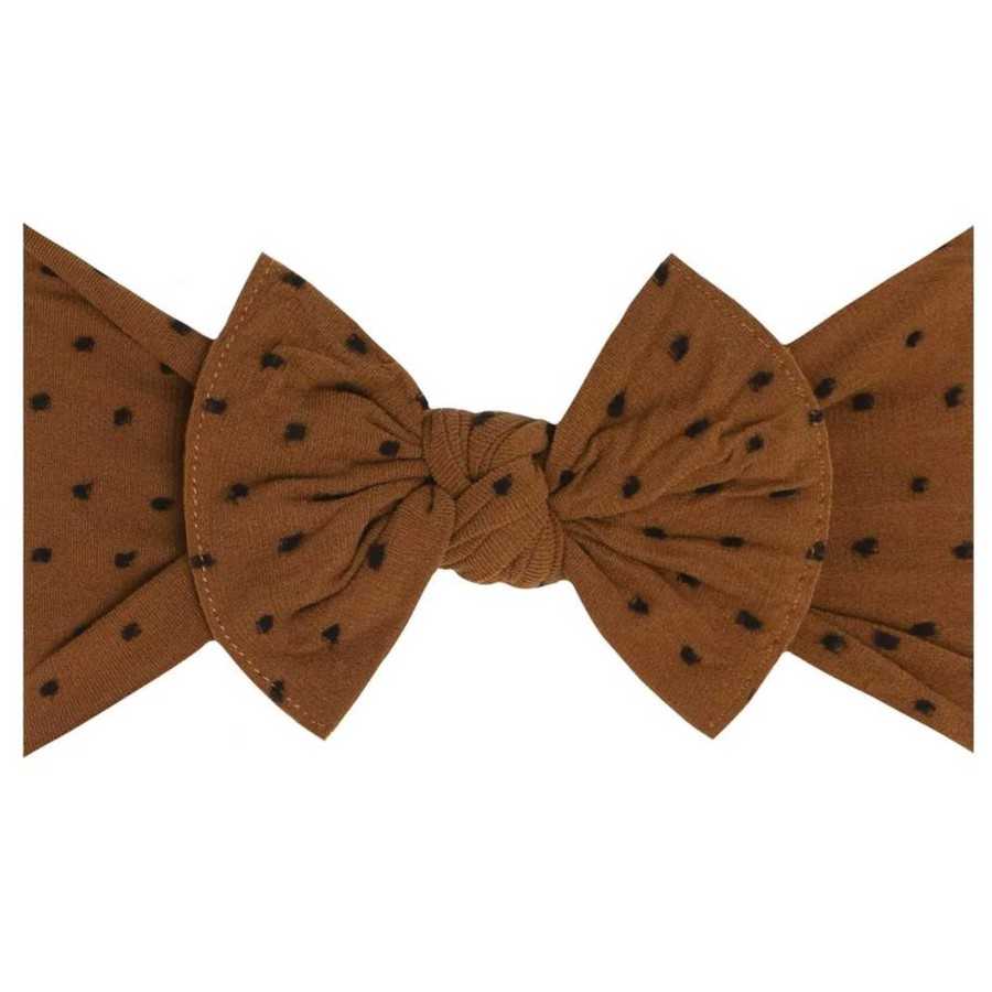 Girl Baby Bling Bows | Shabby Knot Bow, Saddle/Black Dot