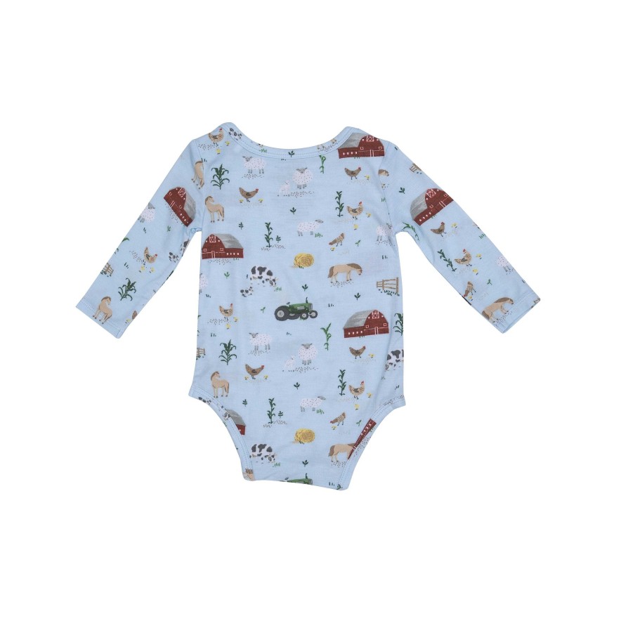 Boy Angel Dear | Long Sleeve Bodysuit, Big Red Barn Blue