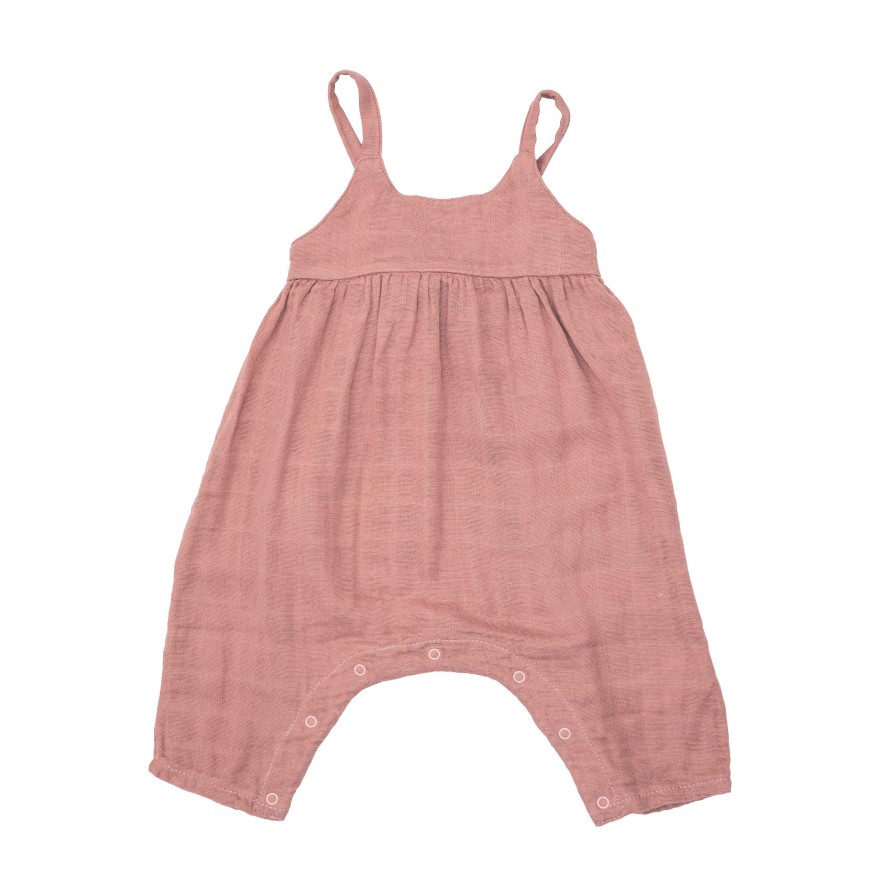 Girl Angel Dear | Tie Back Romper, Rose Tan