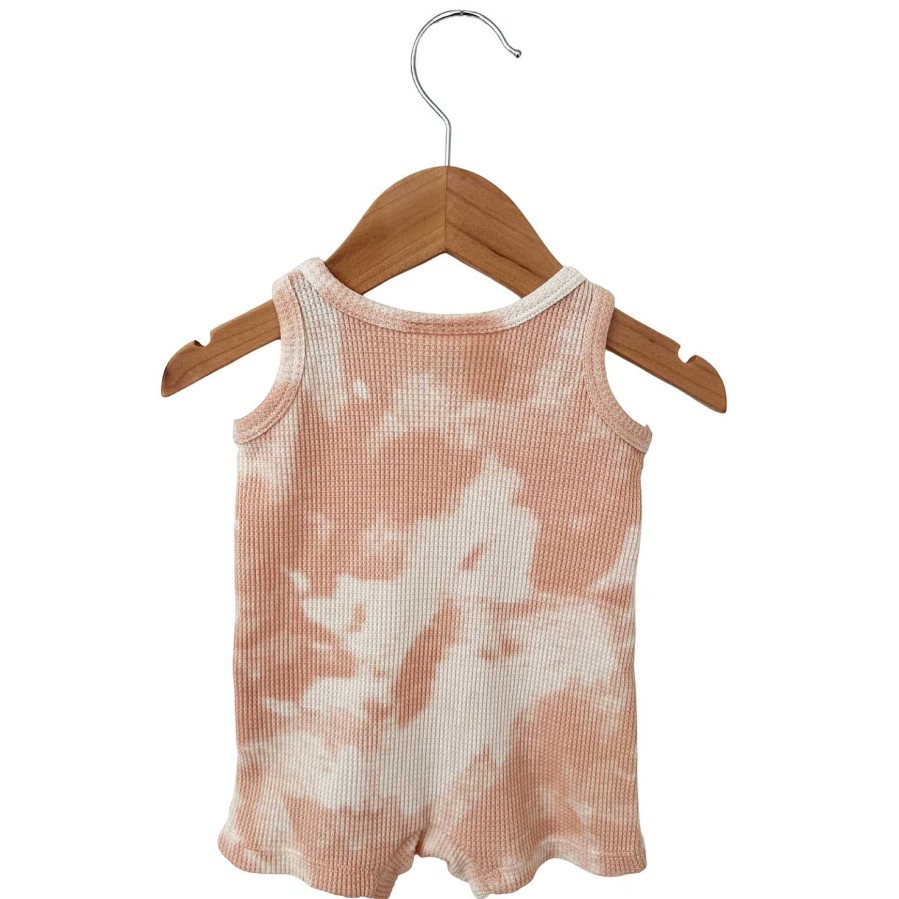 Boy SpearmintLOVE | Organic Waffle Shortie Romper, Pink Lemonade Tie Dye