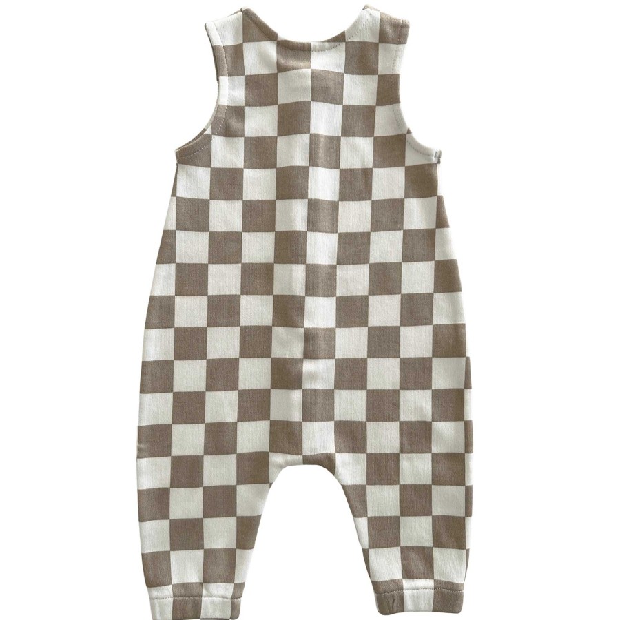 Boy SIIX Collection | Tiramisu Checkerboard / Organic Bay Jumpsuit