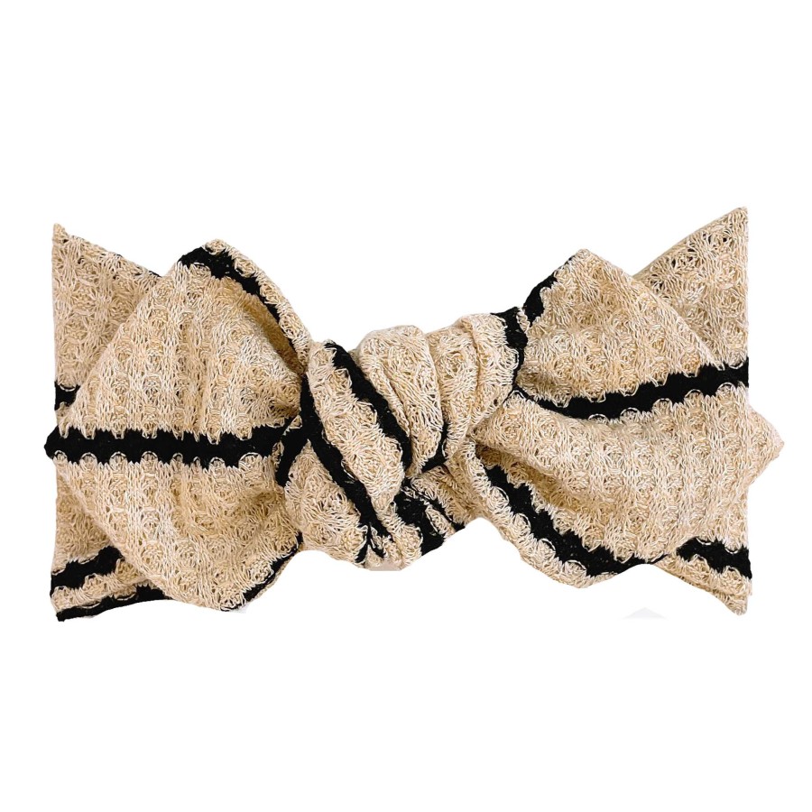 Girl Eyee Kids | Top Knot Headband, Waffle Black Stripe