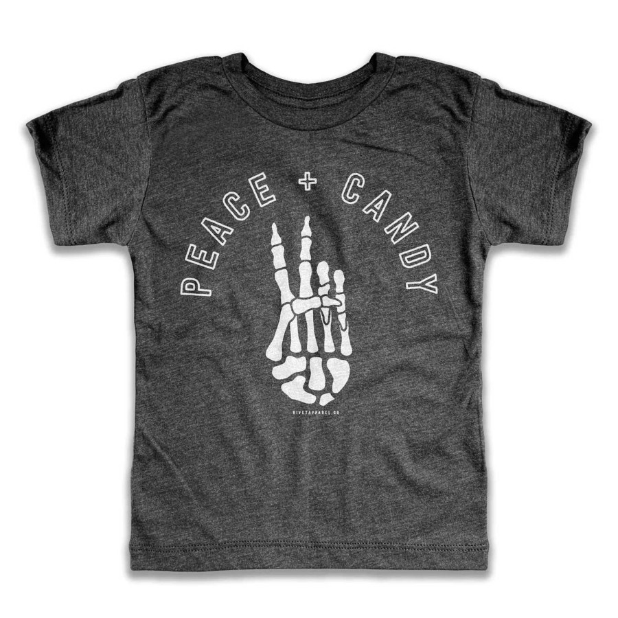 Boy Rivet Apparel Co. | Peace & Candy Tee, Dark Grey Heather