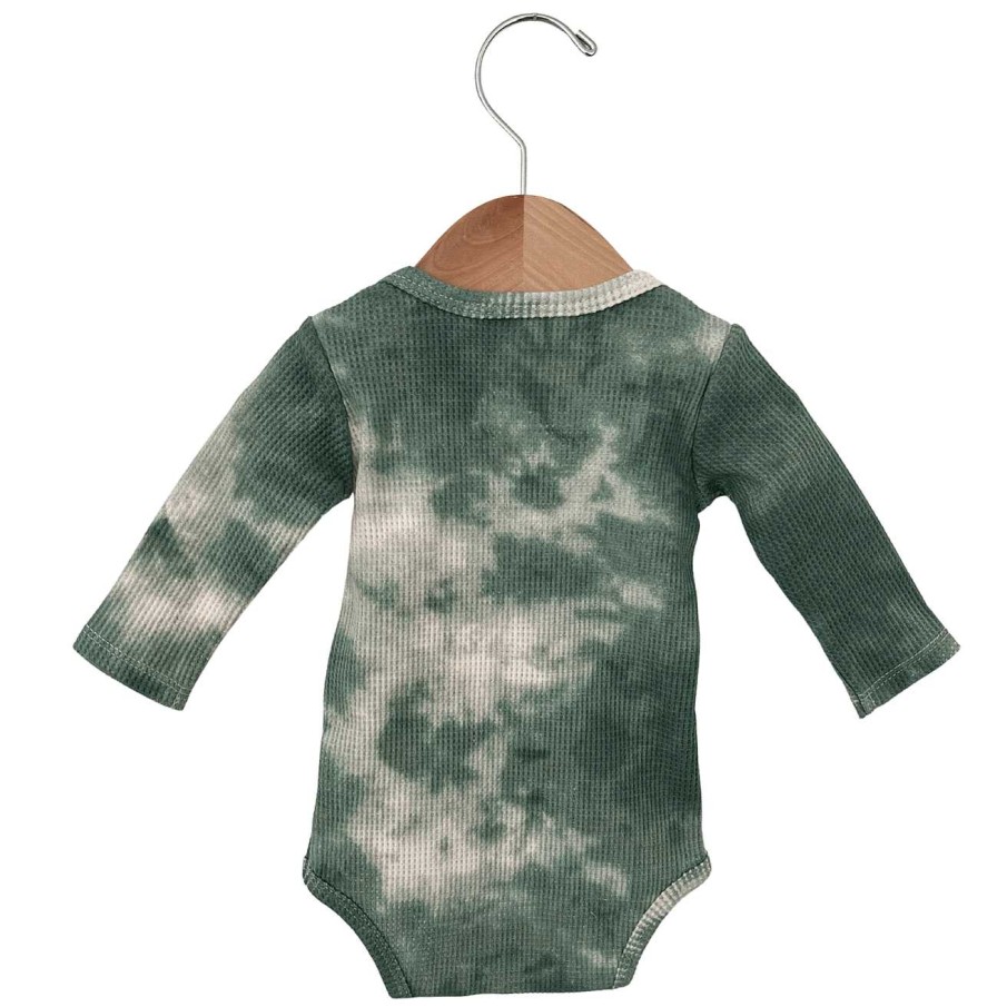 Girl SpearmintLOVE | Organic Waffle Long Sleeve Bodysuit, Matcha Tie Dye