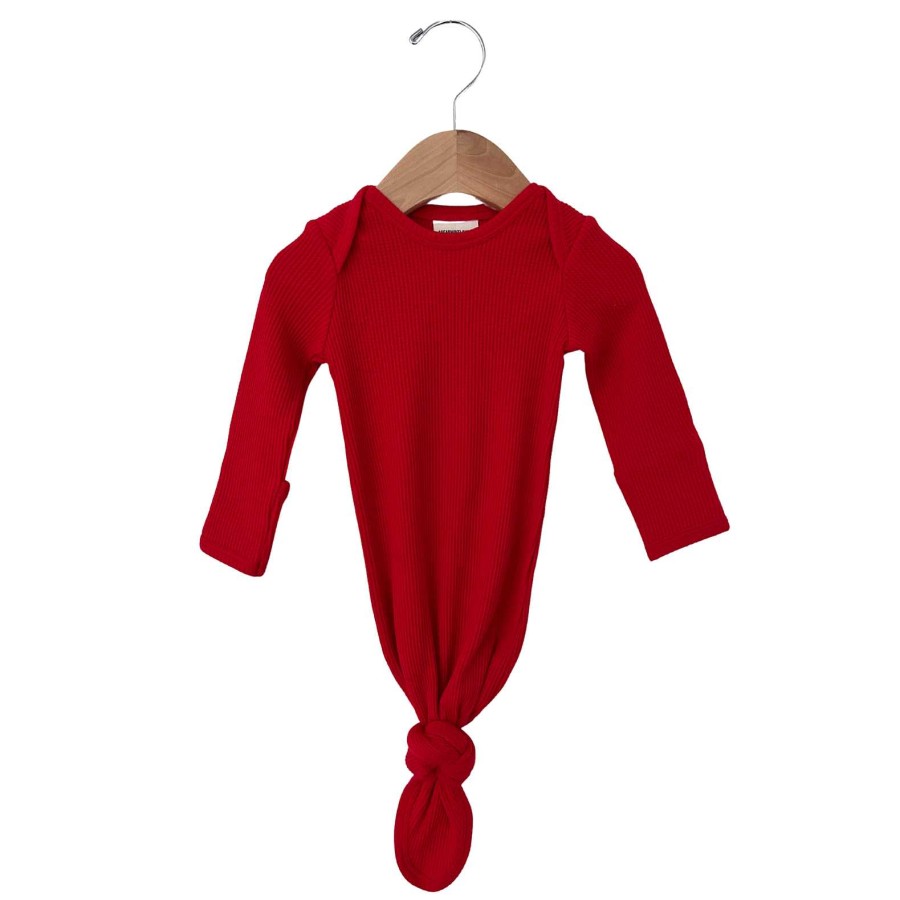 Boy SpearmintLOVE | Organic Waffle Knotted Gown, Red