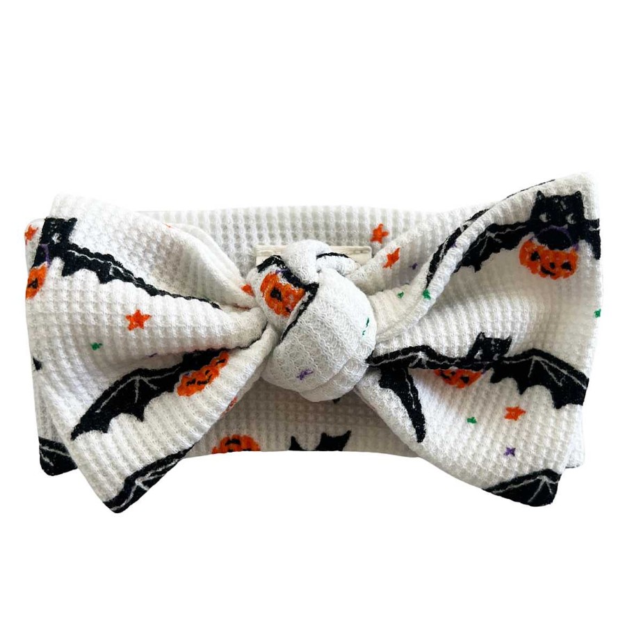 Girl SpearmintLOVE | Organic Waffle Knot Bow, Trick Or Treating Bat