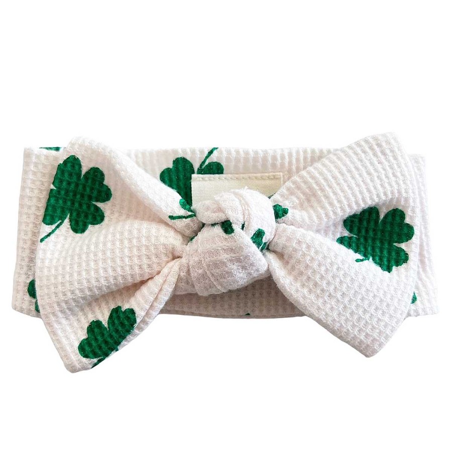 Girl SpearmintLOVE | Organic Waffle Knot Bow, Clover