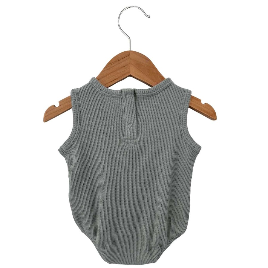 Girl SpearmintLOVE | Organic Waffle Bubble Romper, Mountain Green