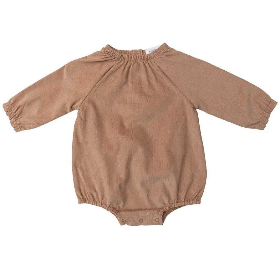 Girl Angel Dear | Cotton Raglan Bubble Romper, Camel