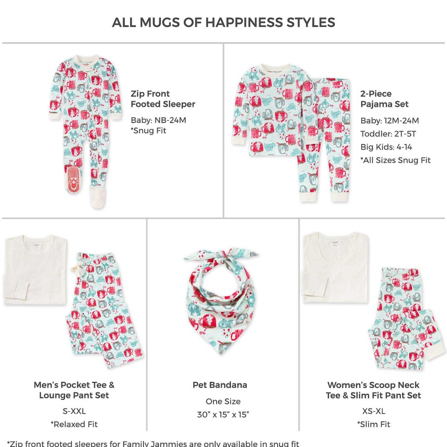 Girl Burt's Bees Baby | Adult Men'S Pocket Tee Pajama Set, Mugs Of Happiness