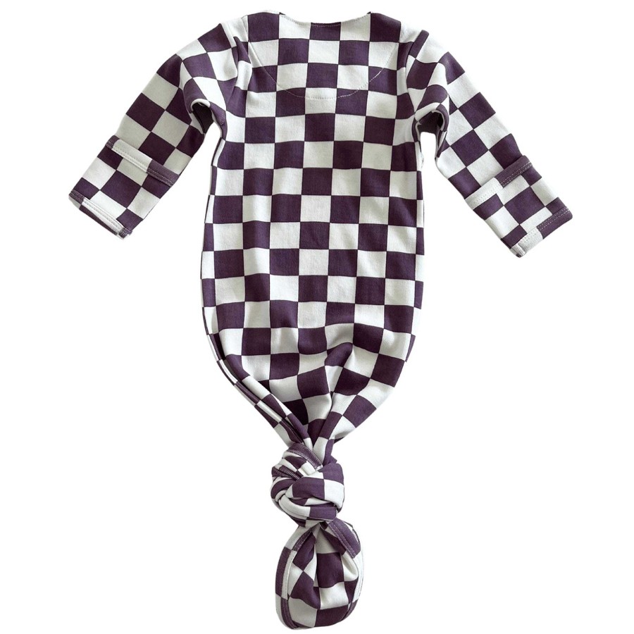 Boy SIIX Collection | Berry Cheesecake Checkerboard / Organic Kimono Knot Gown