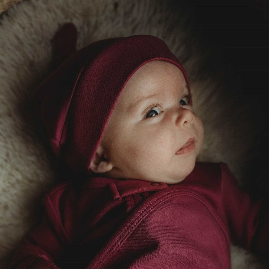 Accessories L'ovedbaby | Organic Banded Knot Beanie, Appleberry