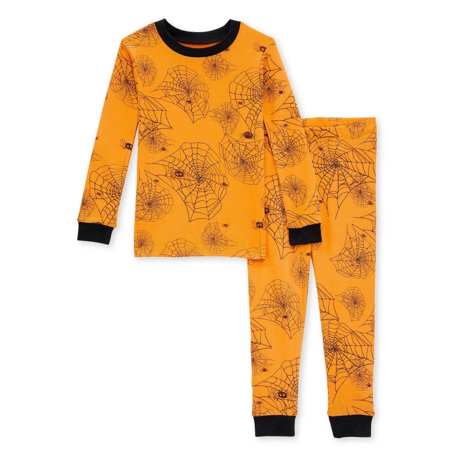 Girl Burt's Bees Baby | Organic 2-Piece Pajama Set, Orange Spider Webs