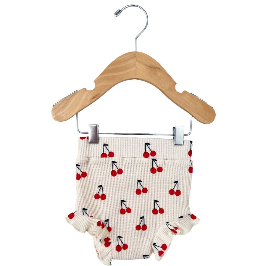 Girl SpearmintLOVE | Organic Waffle Ruffle Bloomer, Cherries