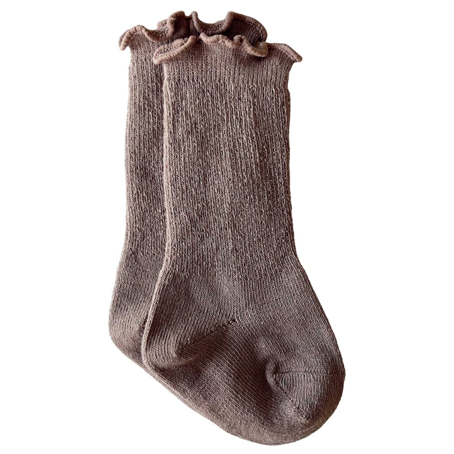 Accessories Sold by SpearmintLOVE | Lettuce Edge Socks, Light Brown