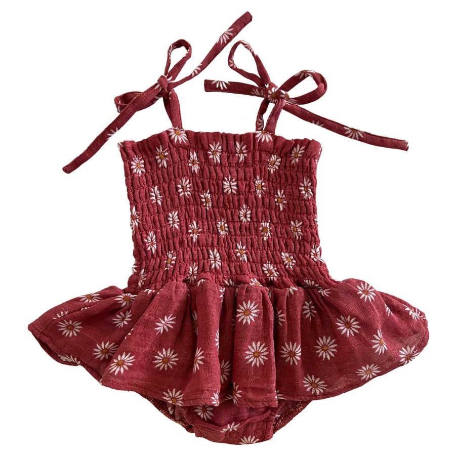 Girl Angel Dear | Muslin Smocked Bubble W/ Skirt, Daisy Dot