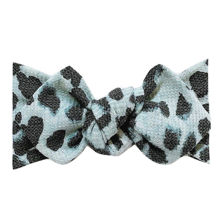 Girl Eyee Kids | Top Knot Headband, Thermal Sky Blue Leopard