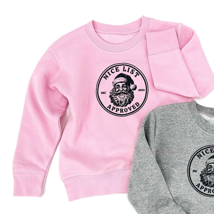 Girl The Wishing Elephant | Nice List Approved Kids Christmas Sweatshirt, Pink