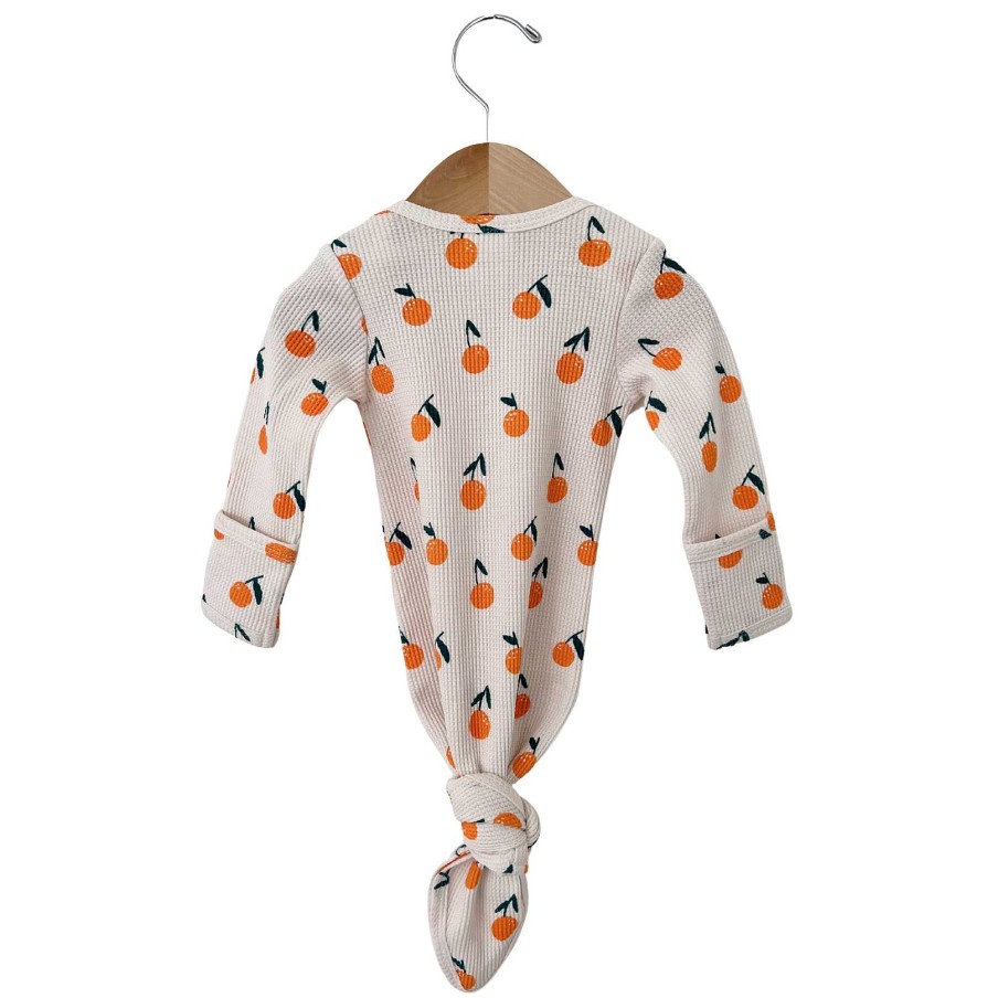 Boy SpearmintLOVE | Organic Waffle Knotted Gown, Oranges