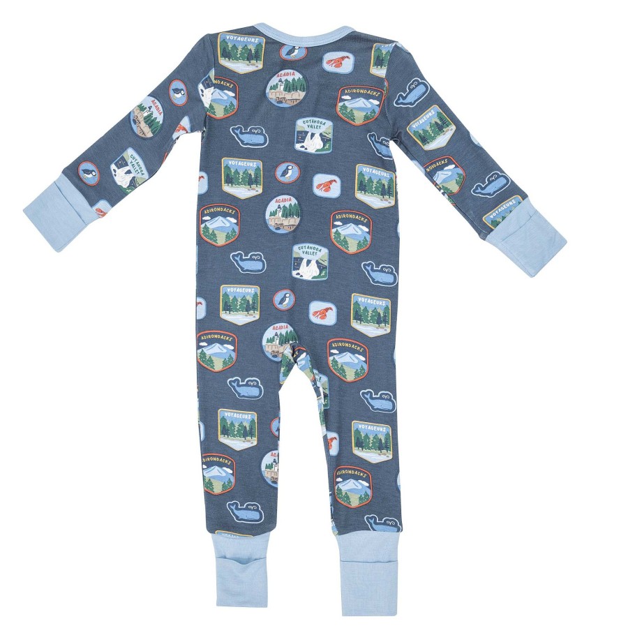 Boy Angel Dear | 2 Way Zip Romper, National Parks Patches New England