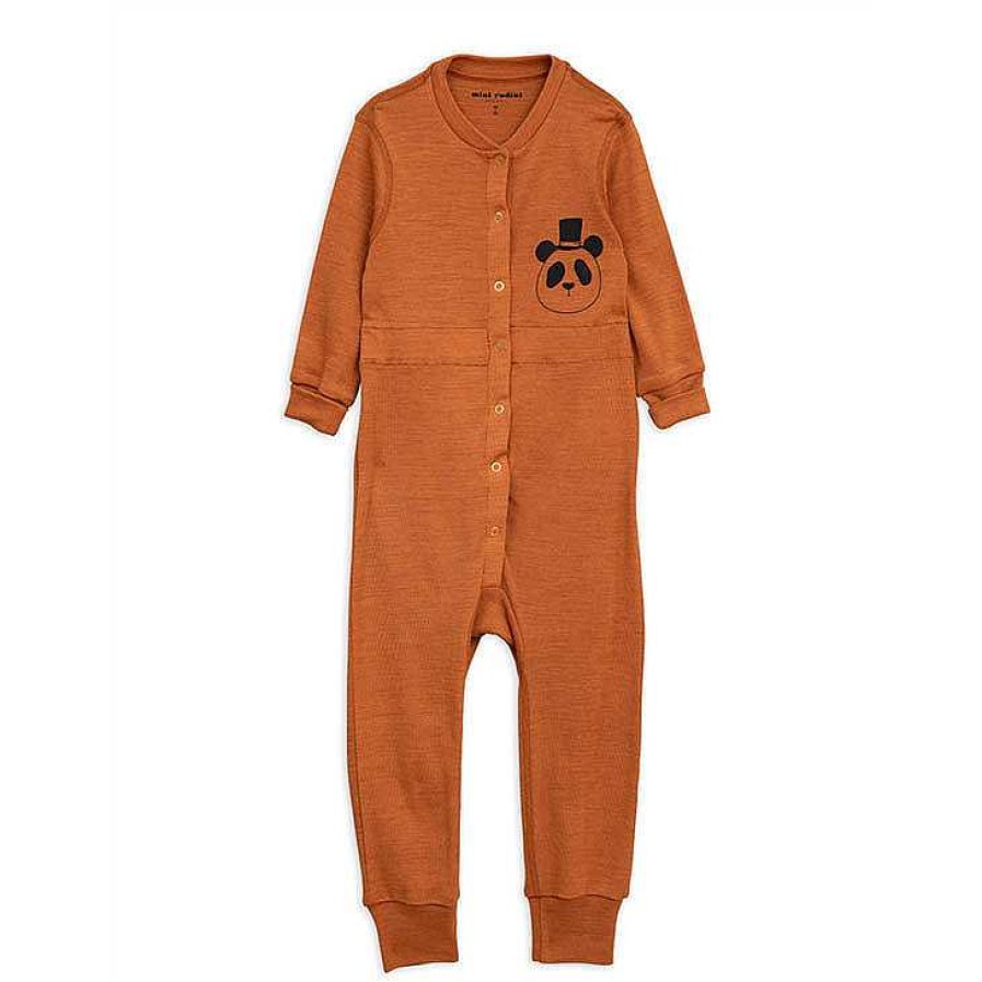 Girl Mini Rodini | Mini Rodini Panda Wool Jumpsuit, Brown