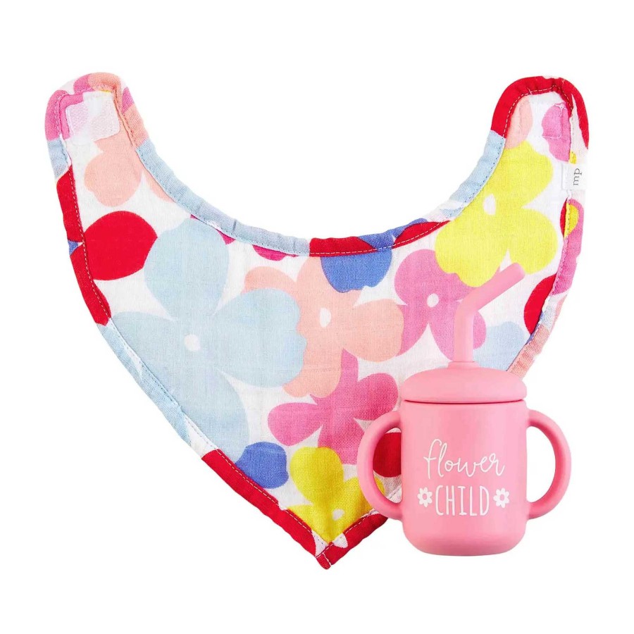 Baby Stuff Mud Pie | Floral Bib & Silicone Cup Set