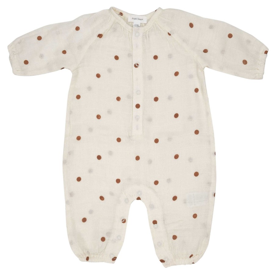 Girl Angel Dear | Muslin Romper, Cashew Polka Dot