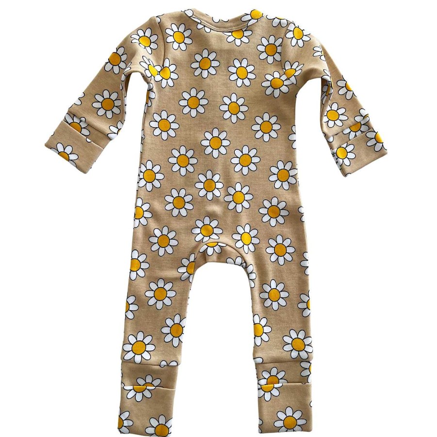 Girl SIIX Collection | Daisy Pop Biscotti / Organic 2-Way Zip Romper