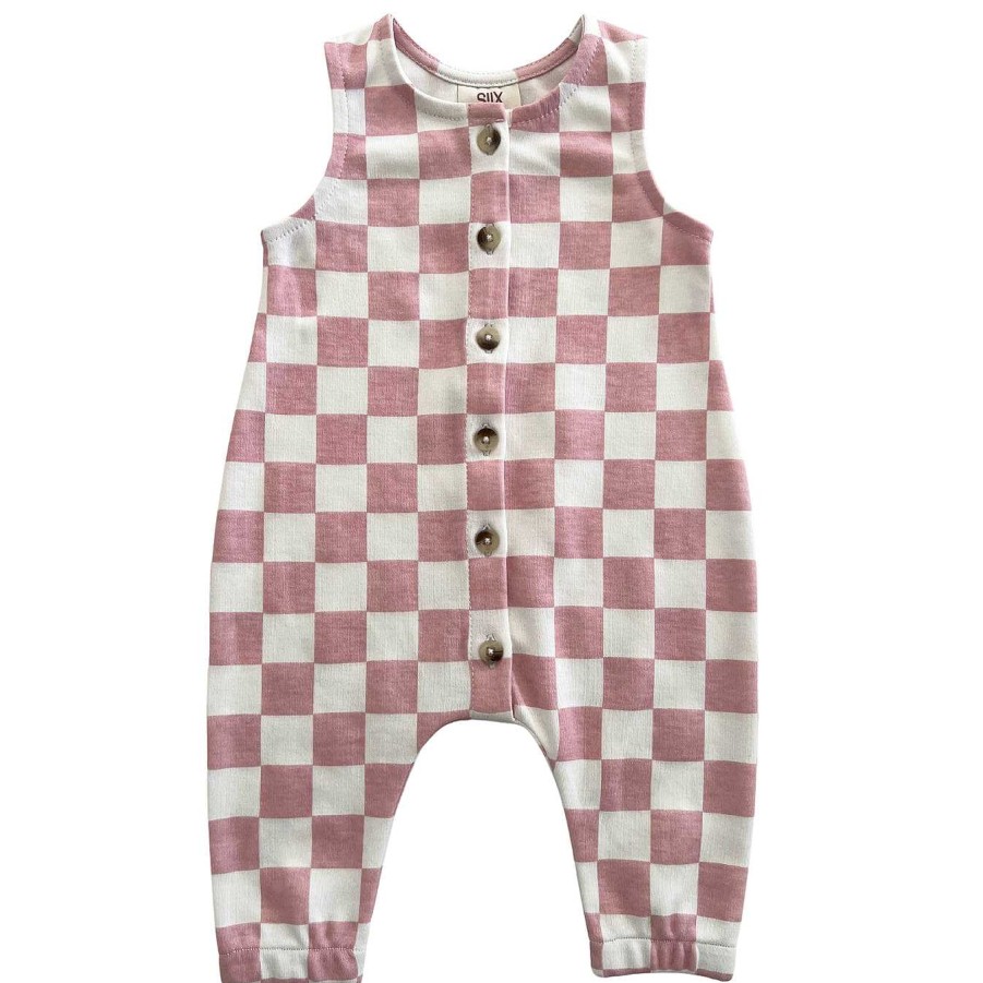 Girl SIIX Collection | Strawberry Shortcake Checkerboard / Organic Bay Jumpsuit