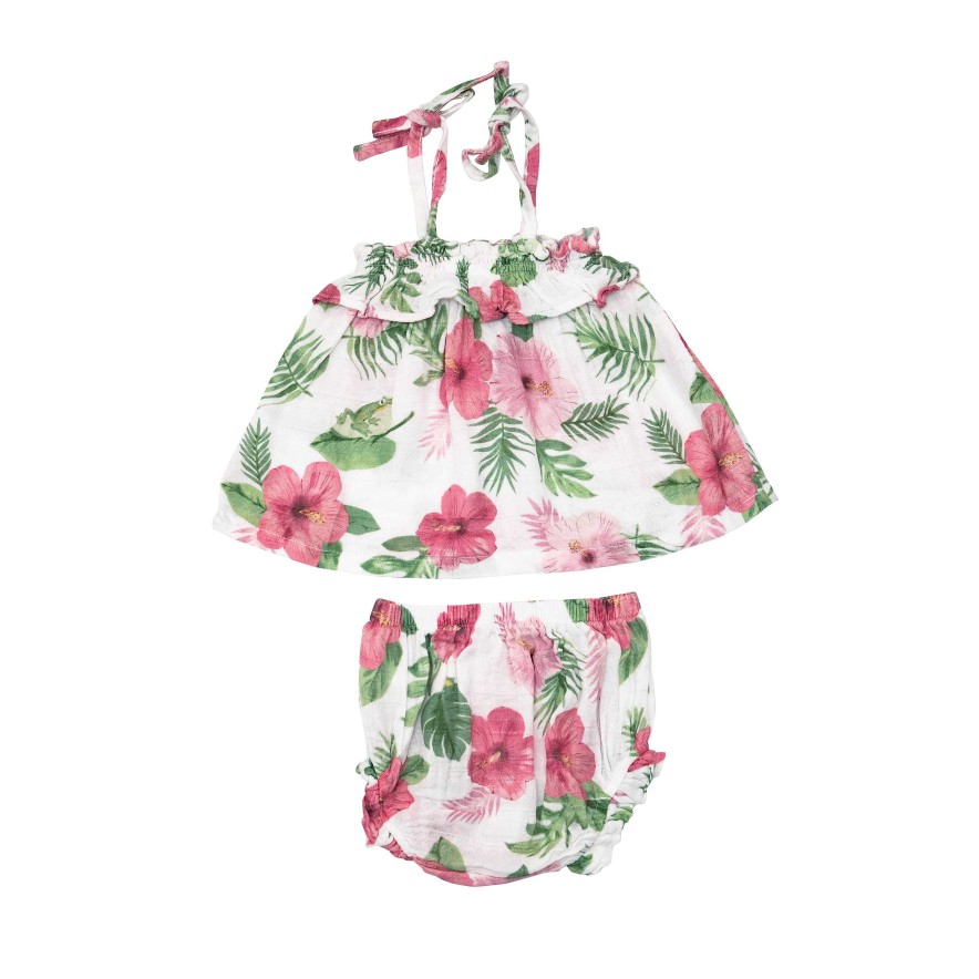 Girl Angel Dear | Ruffle Top & Bloomer, Hibiscus