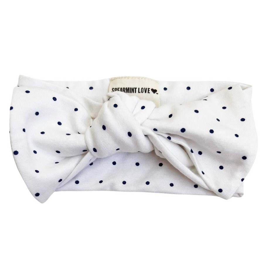 Girl SpearmintLOVE | Knot Bow, Navy Polka Dot