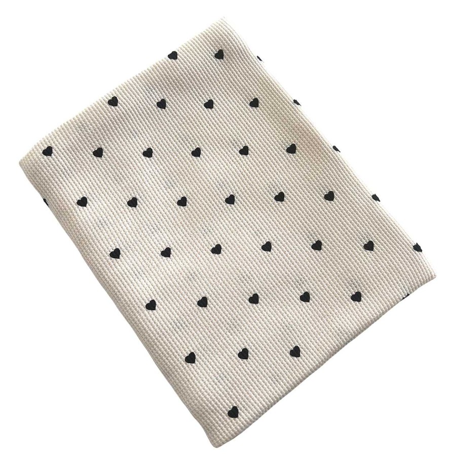 Baby Stuff SpearmintLOVE | Organic Cotton Waffle Swaddle Blanket, Black Heart