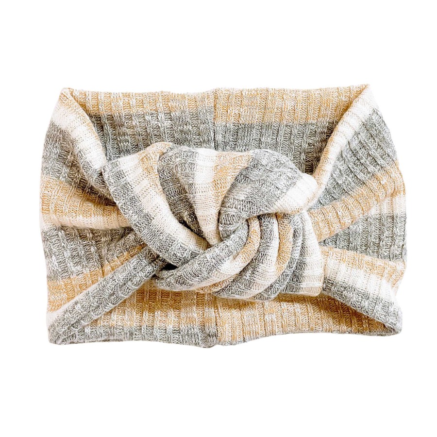 Girl Eyee Kids | Twist Knot Headband, Heathered Neutral Stripe