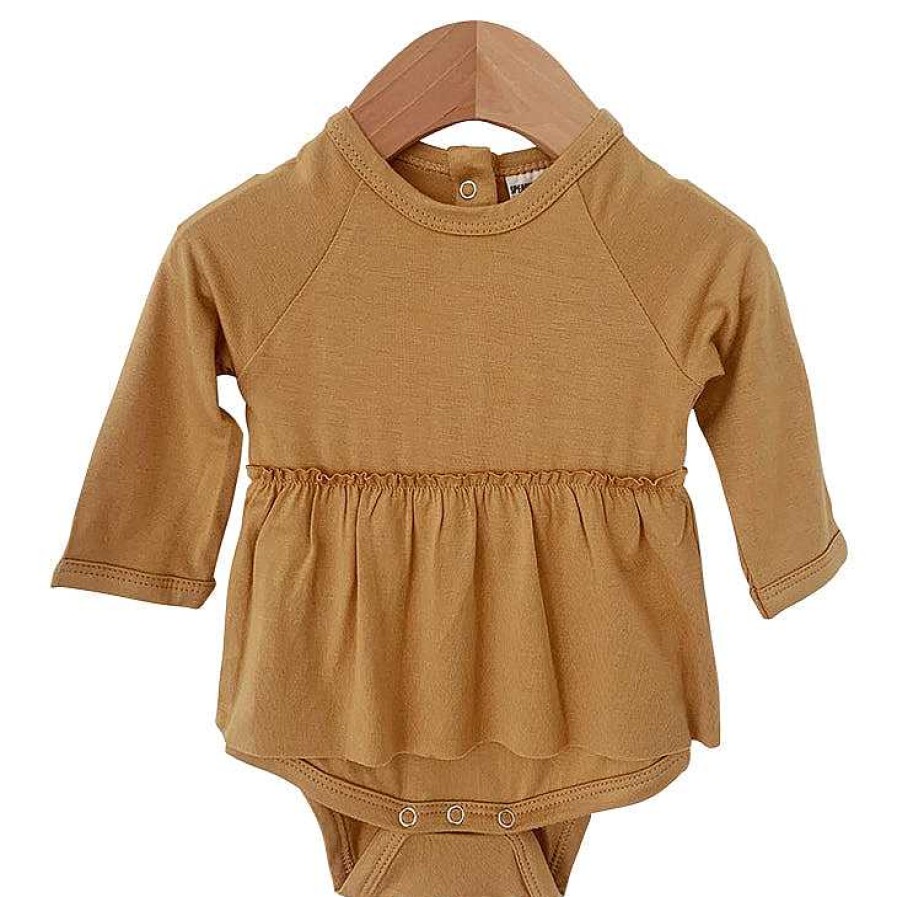 Girl SpearmintLOVE | Long Sleeve Skirted Bodysuit, Mustard