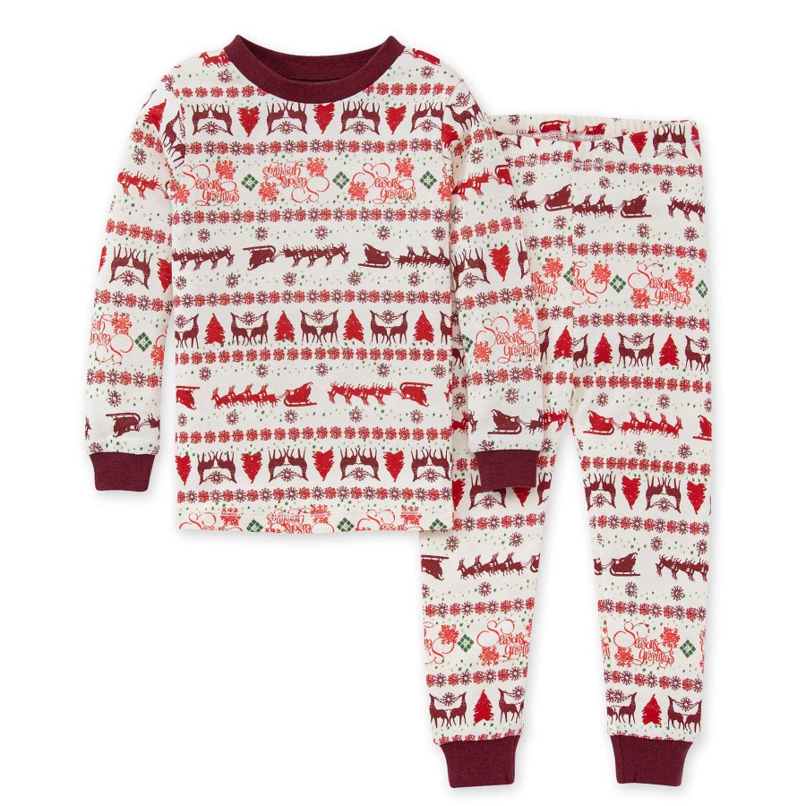 Girl Burt's Bees Baby | Organic 2-Piece Pajama Set, Seasons Greetings Fair Isle