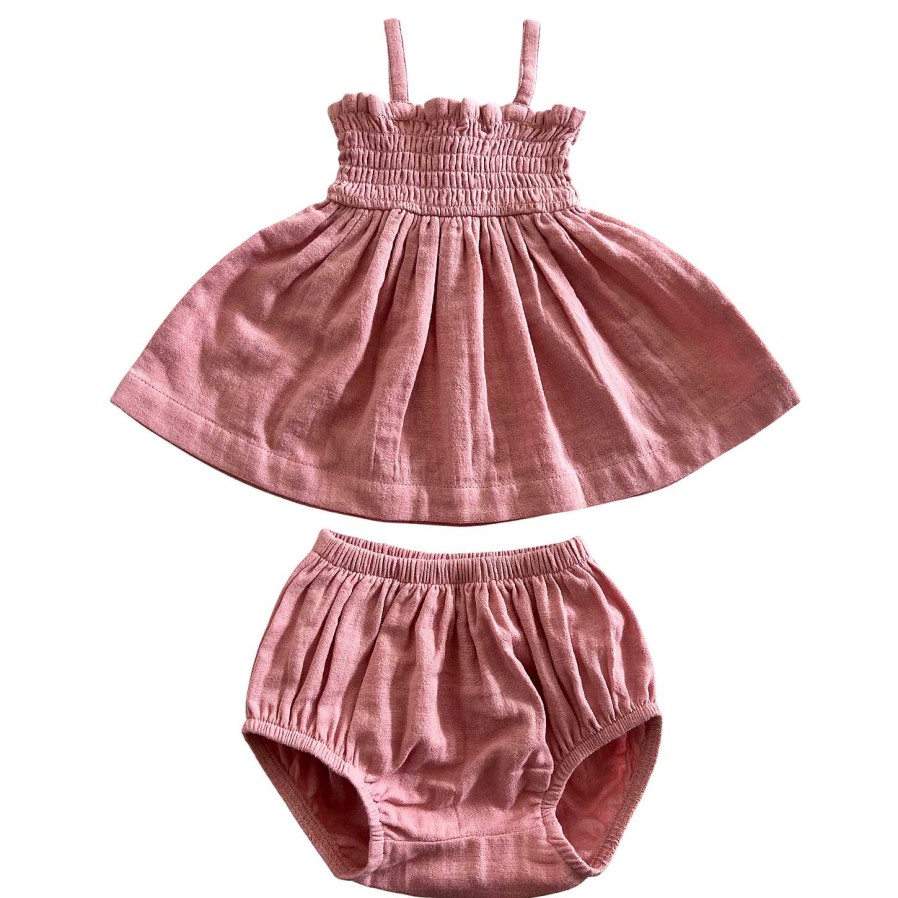 Girl SIIX Collection | Rosy / Organic Smocked Set